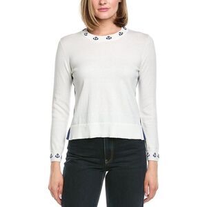 Hannah Rose Womens Mini Anchor Cashmere-Blend Sweater, White
